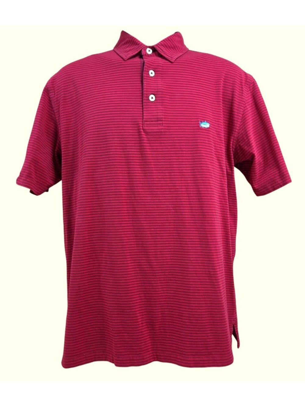 Southern Tide Classic Fit Red Striped Polo Medium